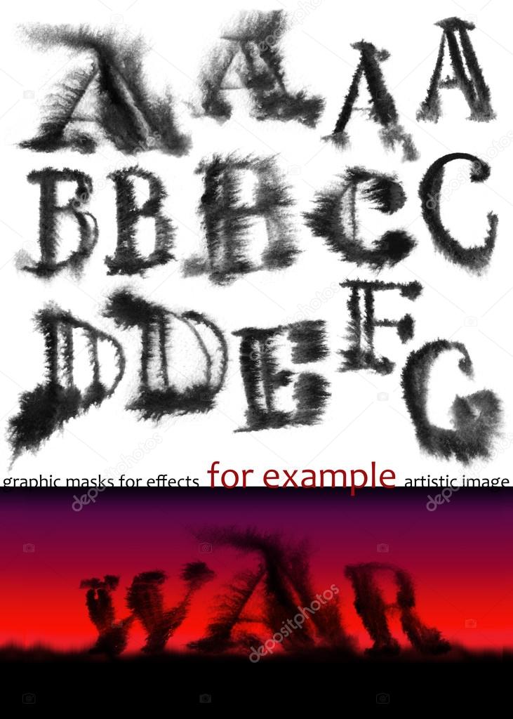 Graphic masks for blurred Latin letters, part 1