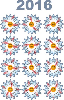 Çiçek şeklinde 2016 için Rus özgün takvim