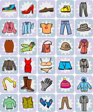 Çizilmiş simgeler giysiler