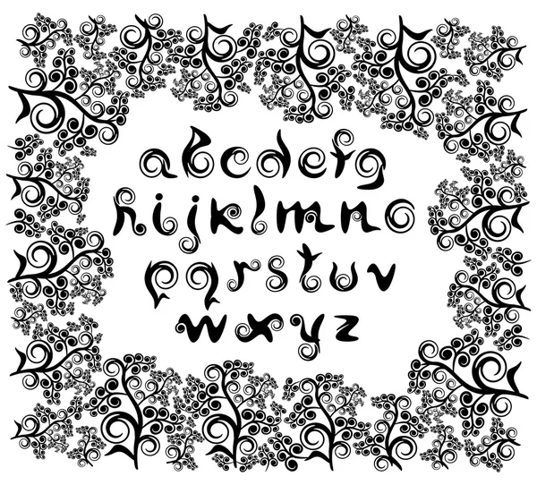 Lettres italiques décoratives de l'alphabet romain — Image vectorielle