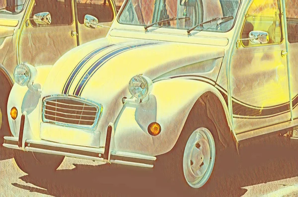 Иллюстрация Старого Автомобиля Рисунок Классического Автомобиля — стоковое фото