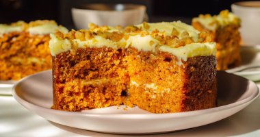 Krem peynirli tereyağlı, cevizli ve fırınlı havuçlu kek.