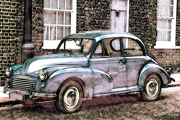 Illustration Old Car Drawing Classic Vehicle — Stock Photo, Image