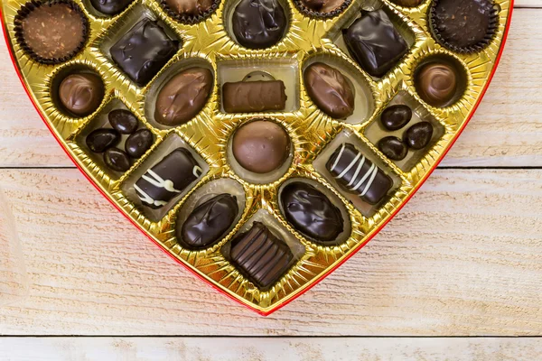 Vista de perto da caixa de chocolate — Fotografia de Stock