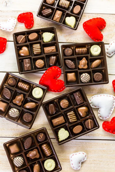 Vista da vicino della scatola di cioccolato — Foto Stock