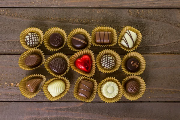 Chocolates variados para o Dia dos Namorados — Fotografia de Stock