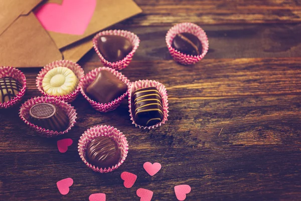 Chocolates surtidos para el día de San Valentín —  Fotos de Stock