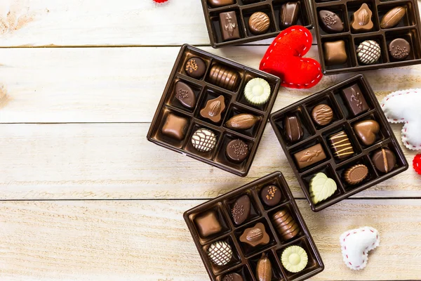 Vista da vicino della scatola di cioccolato — Foto Stock