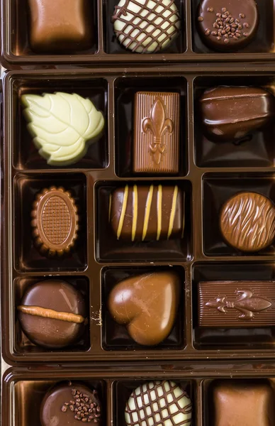 Vista da vicino della scatola di cioccolato — Foto Stock