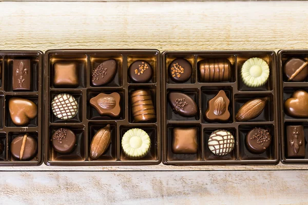 Vista da vicino della scatola di cioccolato — Foto Stock