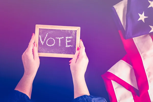 stock image Vote sign on chalk board 