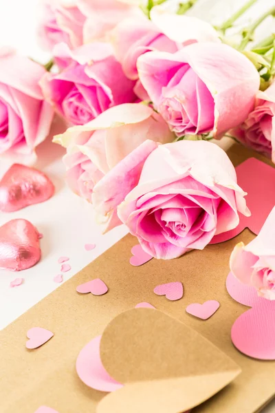 Rosa rosa vista rosas — Fotografia de Stock
