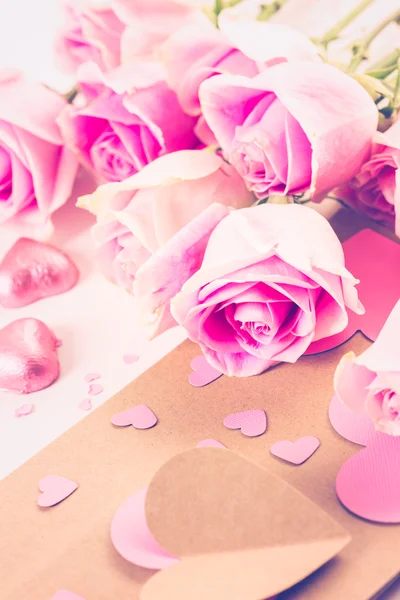 Růžové růže zobrazení — Stock fotografie
