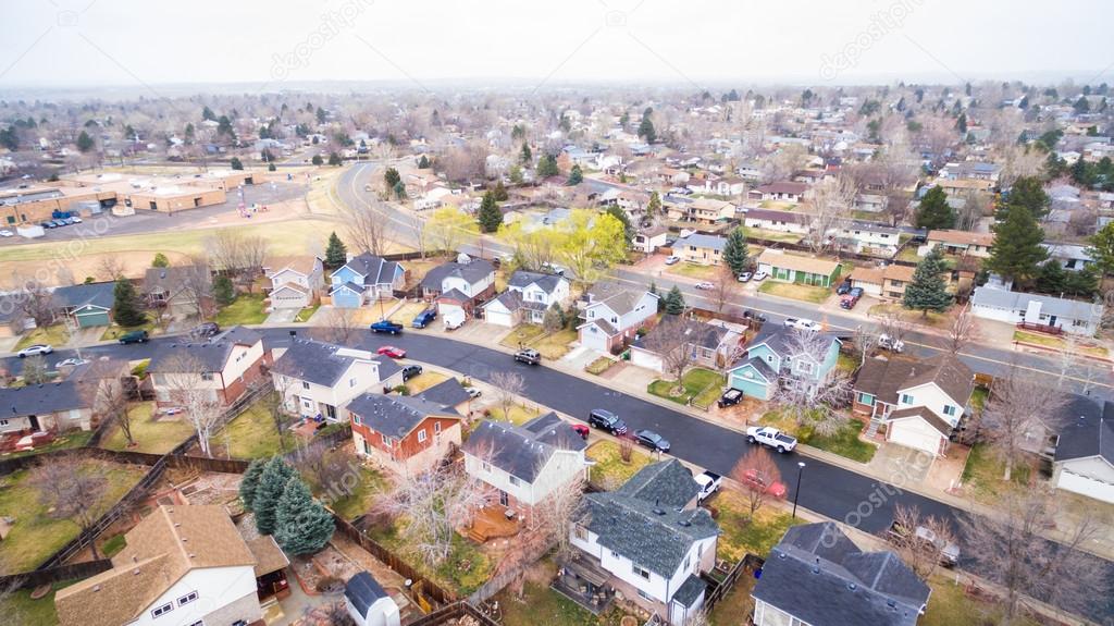 Aerial view of residential neighborhood