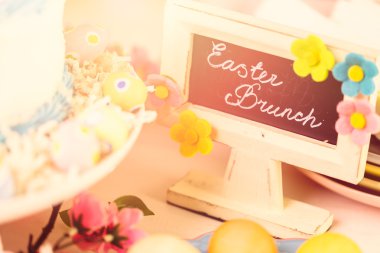 Easter brunch table set  clipart