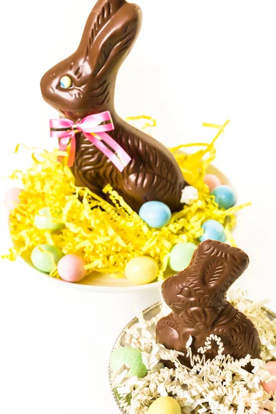 Coelhos de Páscoa de chocolate — Fotografia de Stock