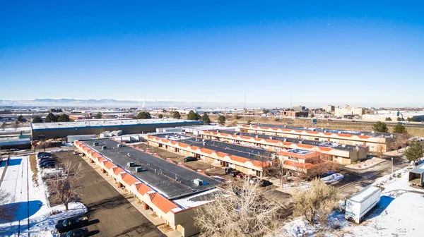 Vista aérea do parque industrial no inverno — Fotografia de Stock