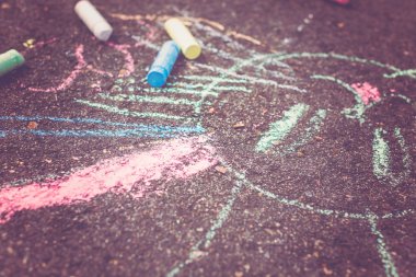 Çocuklar sanat tebeşir 