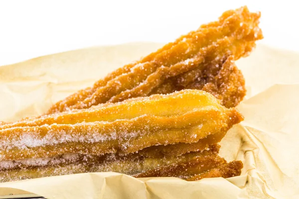 Churros with granulated sugar — Stock Photo, Image