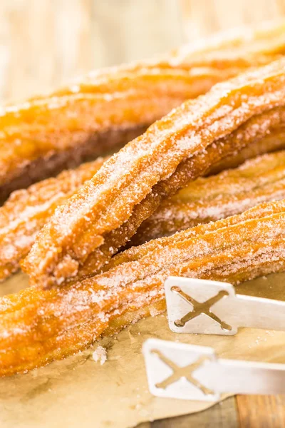 Churros con azúcar granulada — Foto de Stock