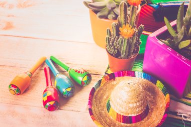 Fiesta colorful table decorations clipart