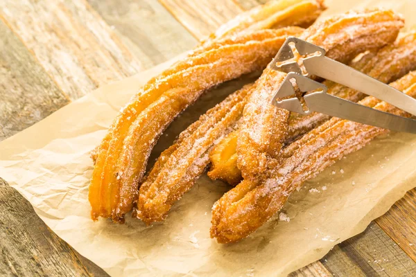 Churros con azúcar granulada — Foto de Stock