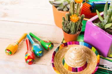 Fiesta colorful table decorations clipart
