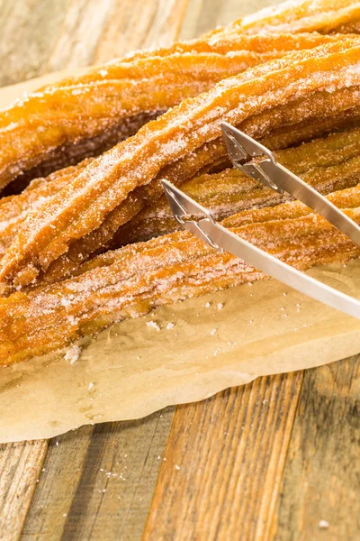 Churros con azúcar granulada — Foto de Stock