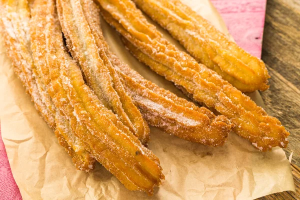 Churros con azúcar granulada — Foto de Stock