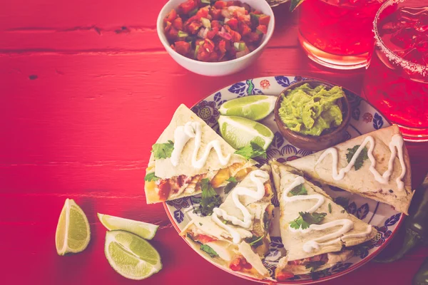 Sliced quesadilla close up