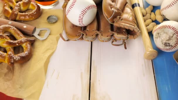 Comida fiesta de béisbol — Vídeos de Stock