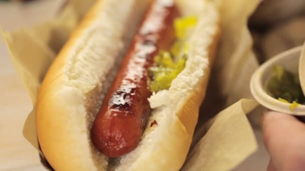 Comida fiesta de béisbol — Vídeo de stock