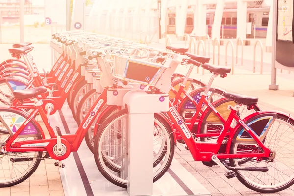 Red Rental bikes — Stock Photo, Image