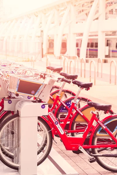 Red Rental bikes — Stock Photo, Image