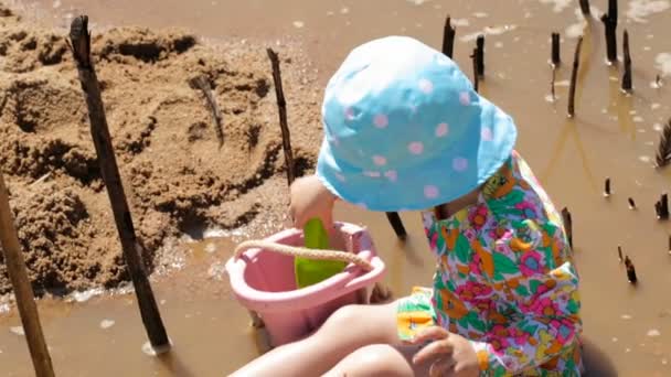 Peuter op het strand — Stockvideo