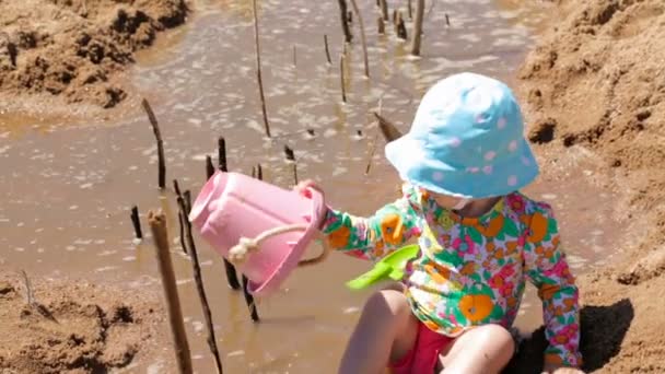 Niño en la playa — Vídeo de stock