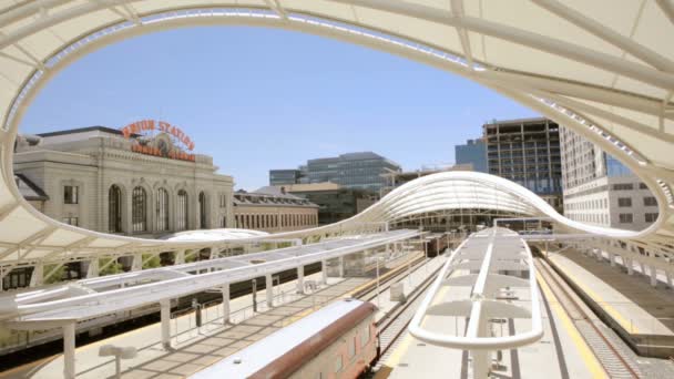 Train platform of Union Station in Denver — Stock Video