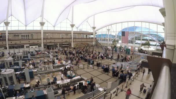 TSA lines at Denver International Airport, Colorado. — Stock Video