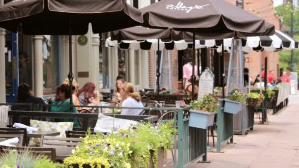 Historiska Larimer torget i sommar. — Stockvideo