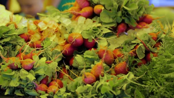 本地市场的新鲜农产品. — 图库视频影像