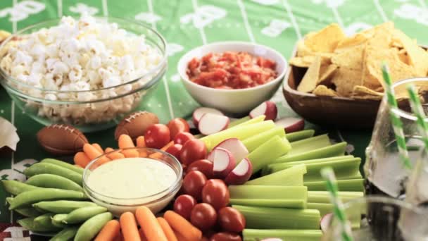 Appetizers for Football party — Stock Video