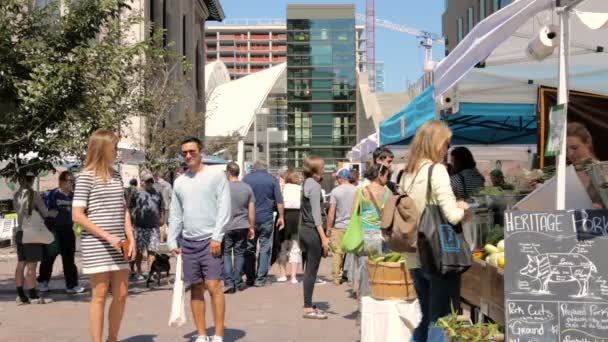 Mercado de los agricultores frente a la estación de la Unión . — Vídeos de Stock