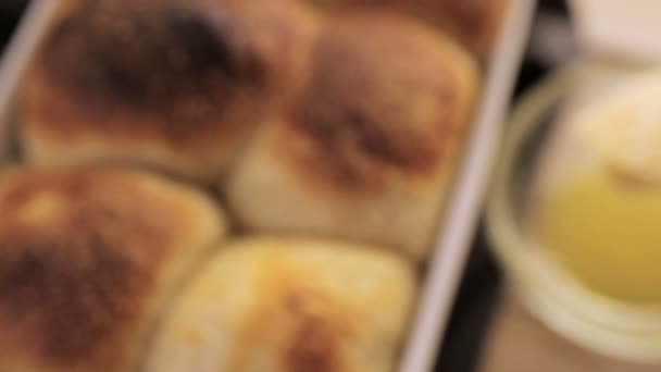 Homemade dinner rolls — Stock Video