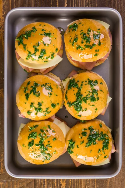 Ham and Cheese Sliders — Stock Photo, Image