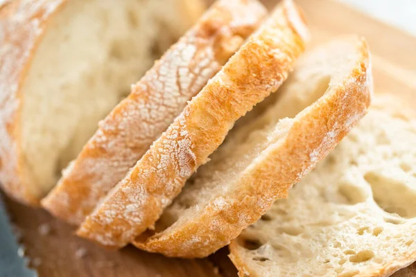 Sliced Fresh Loaf Bread Wooden Cutting Board — Stock Photo, Image