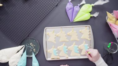 Tek boynuzlu at şekerli kurabiyeler..