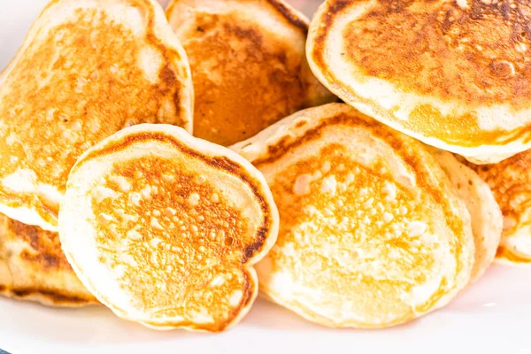 Freshly Made Pancakes White Serving Plate — Stock Photo, Image