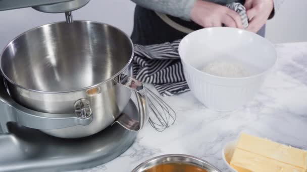 Mixing Flour Other Ingredients Bake Cake — Stock Video