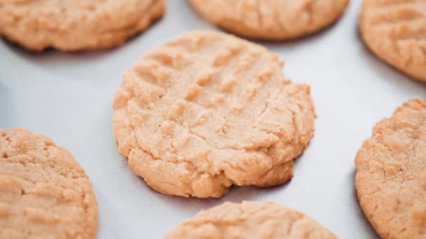 Massa Biscoitos Manteiga Amendoim Com Colher Massa Assadeira — Vídeo de Stock