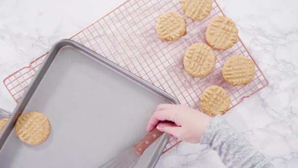 Pâte Biscuits Beurre Arachide Avec Pelle Pâte Dans Plaque Pâtisserie — Video